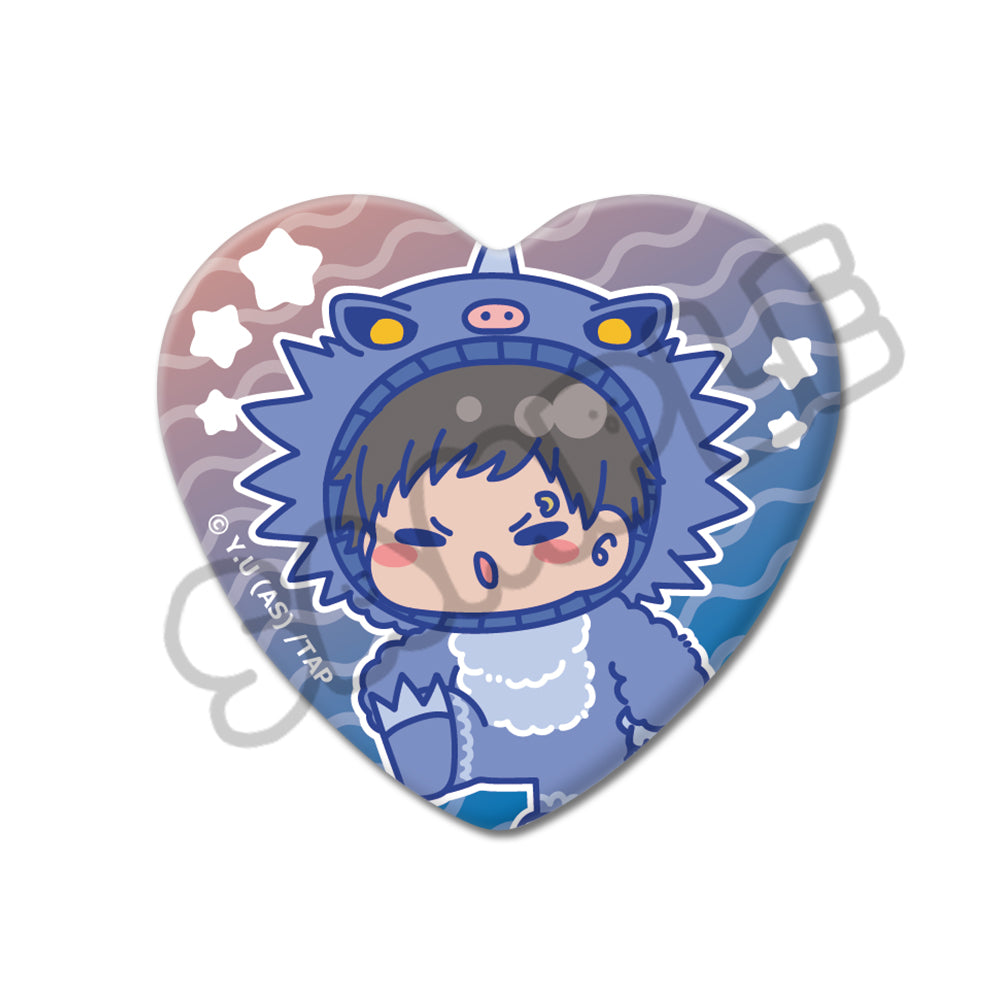 ★　桃源暗鬼　矢颪碇　缶バッジ　秋田書店　80点 TVアニメ「桃源暗鬼」第3弾 ハート型缶バッジ M-SD (矢颪 碇)｜TV