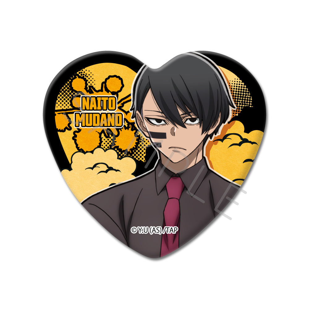 TVアニメ「桃源暗鬼」第1弾 ハート型缶バッジ YB (無陀野無人)