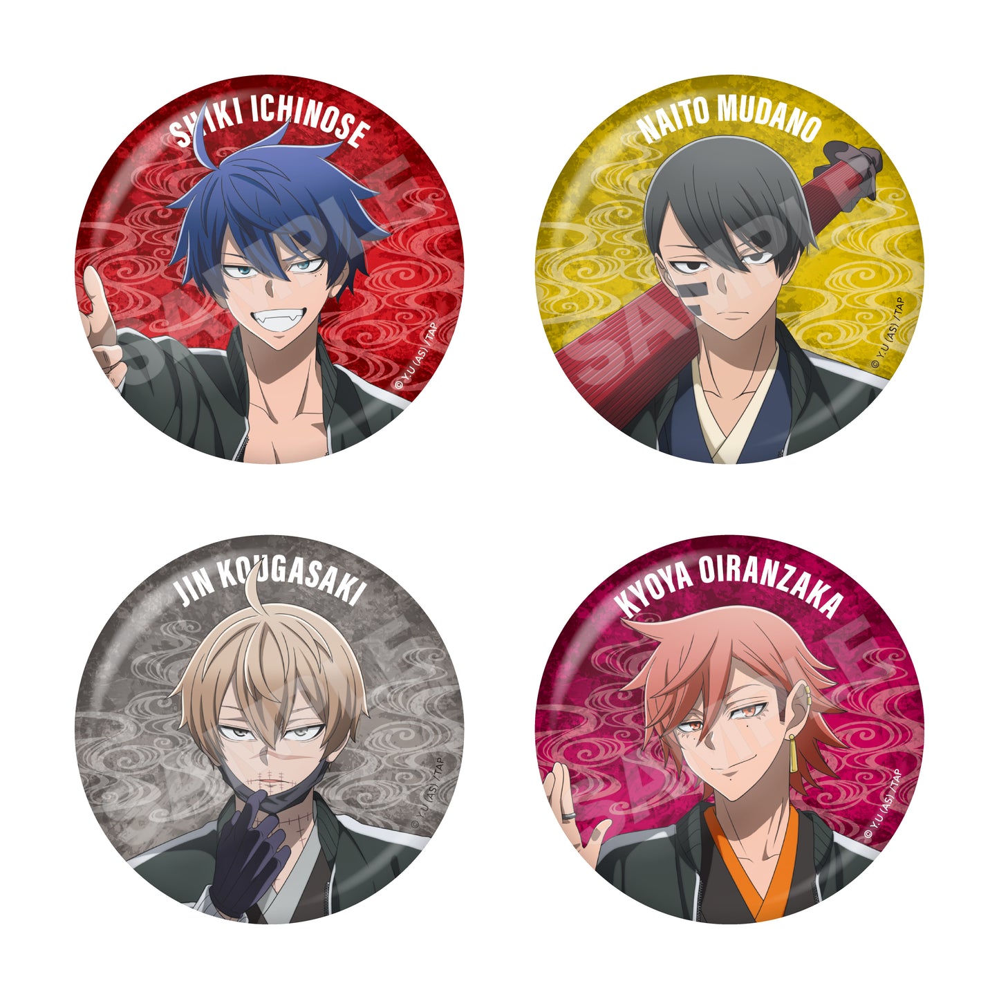 【桃源暗鬼】スカジャン×着物ver. メタリック缶バッジ /01 全6種（セット）